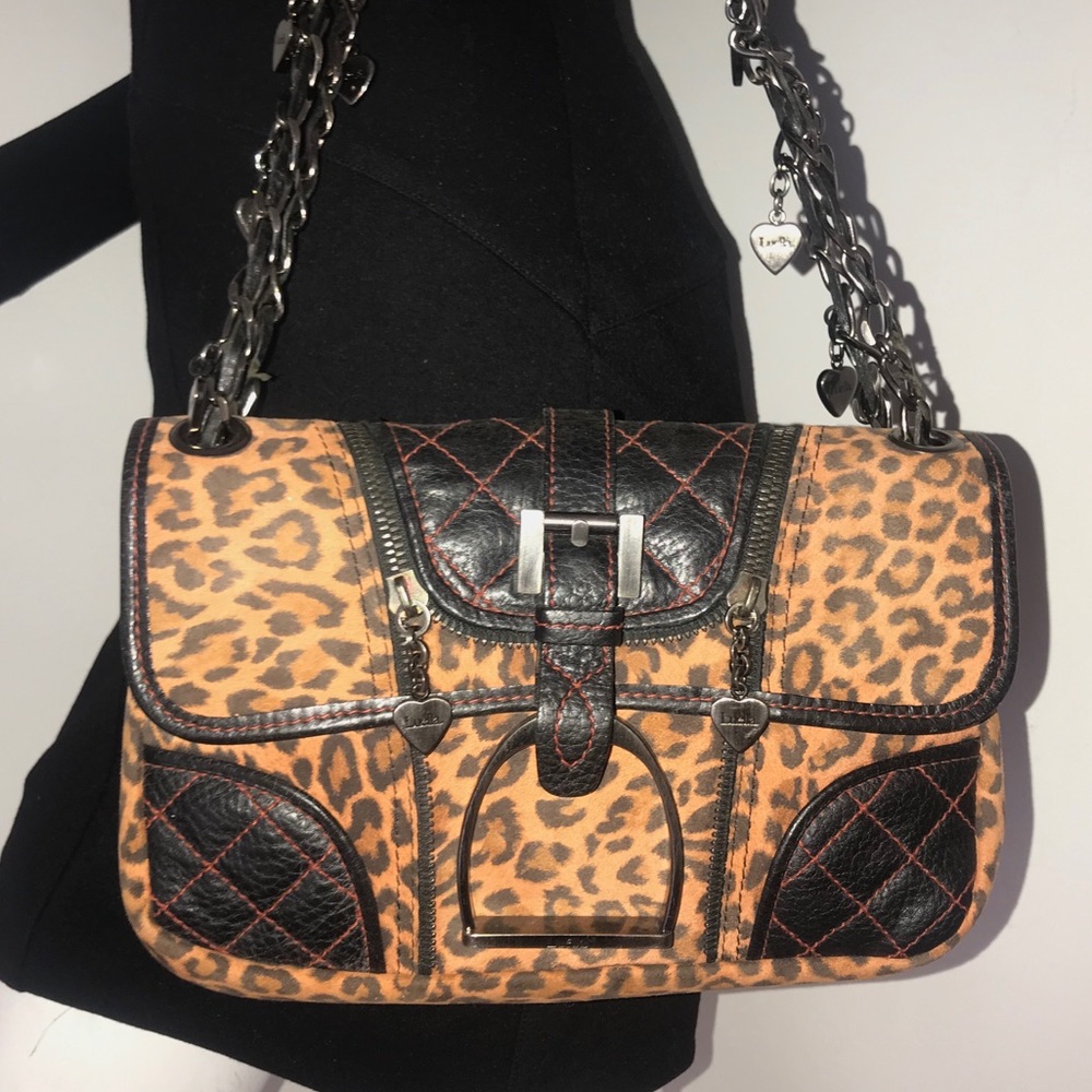 Leopard Print Shoulder Bag with Black Accents